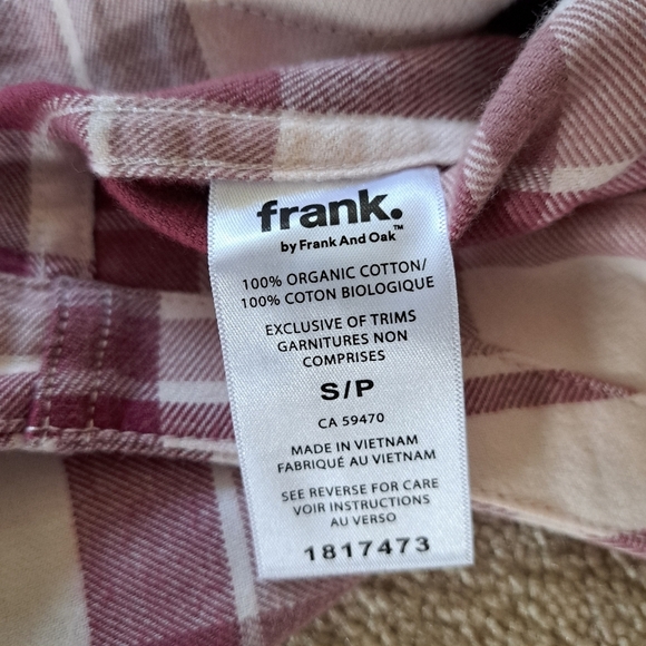 Frank & Oak Plaid Shirt Women's Small Flannel Button Up Top Pink Off White NWT - Picture 7 of 12